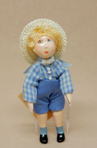 Vintage Little Boy Doll By Cecily Artisan Dollhouse Miniature 1:12