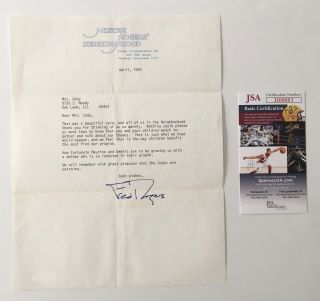 Mister Fred Rogers Signed Autographed Typed Letter Jsa Certified Mr Neighborhood