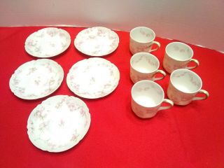 Limoges Theodore Haviland Porcelain Tea Cup & Saucer Set Pink Flowers