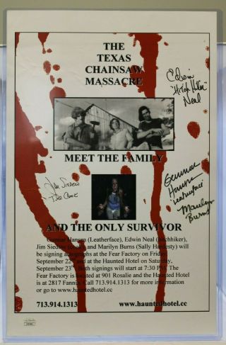 Texas Chainsaw Massacre 11x17 Autographed Poster Gunnar Hansen Burns Siedow Neal