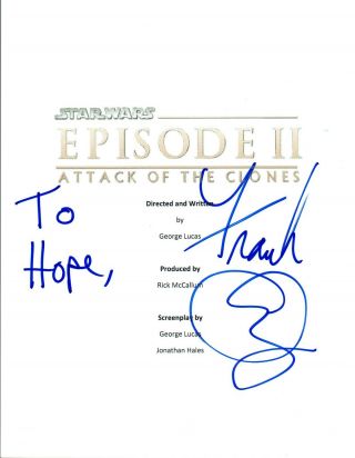 Frank Oz Signed Autographed Star Wars Attack Of The Clones Script Vd