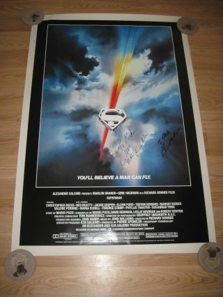 Christopher Reeve Superman The Movie Poster Signed By Gene Hackman/margot Kidder