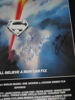 Christopher Reeve Superman The Movie Poster Signed By Gene Hackman/Margot Kidder 2