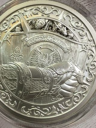 Gorgeous 2 Troy Oz.  999 Fine Silver Art Round - Very Limited Knight Coin