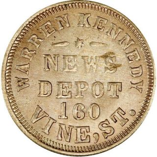 Cincinnati Ohio Civil War Token News Depot R10 Unique Copper Nickel Pcgs Ms64