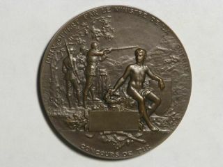 FRANCE - MEDAL 1880 ' s Shooting Contest 50mm 61gram Bronze AU - Unc by Henri Dubois 2