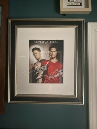 Supernatural Tv Series Jensen Ackles And Jared Padalecki Framed Autographs Photo