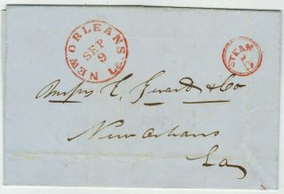 1851 Orleans La Vf Red Cds & Steam 5 Cancel On Stpl Fl Vf & Attractive Cover