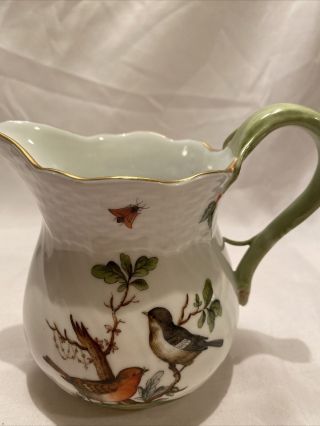 Herend Rothschild Hungary Hand Painted Milk Pitcher 1641 Birds Butterfly