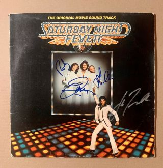 John Travolta & The Bee Gees Hand Signed Saturday Night Fever Lp Brothers Gibb