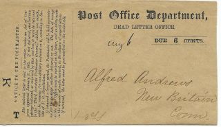 Usa 1862 Post Office Department Dead Letter Office Penalty Cover