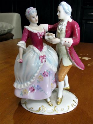 Royal Dux Bohemia Dancing Couple Rococo 141 Porcelain Figurine