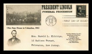 Dr Jim Stamps Us Abraham Lincoln Presidential Series Fdc Cover Scott 821 Add On