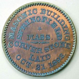 1893 Masonic Temple Cornerstone Medal by J.  A.  Bolen.  Musante JAB - 41 2