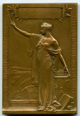 Sweden 1908 Bronze Art Nouveau Medal Cedergren Electricity By Lindberg