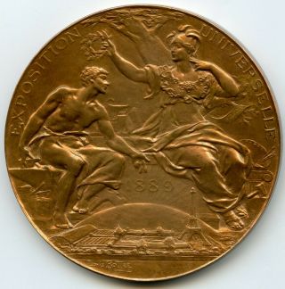 1889 France Universal Exposition Bronze Art Medal By Bottee 63mm 103g