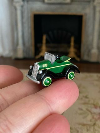 Vintage Dollhouse Miniature Green 1920s Toy Car Christmas Gift Shelf Sitter