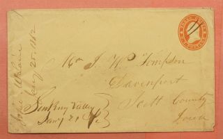 1862 Dpo 1854 - 1901 Sinking Valley Pa Manuscript Cancel Star Die Stationery