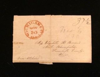 In Michigan City 1837 Stampless Cover W/lengthy Letter