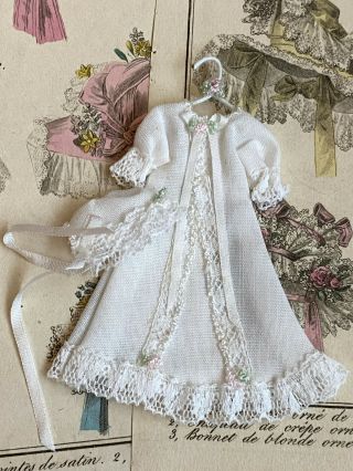 Vintage Miniature Dollhouse 1:12 French Artisan Ooak Christening Gown On Hanger