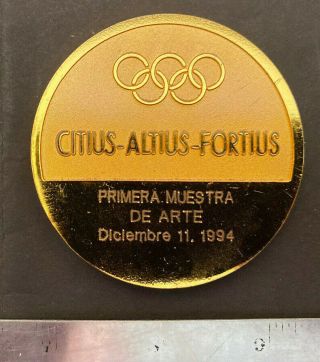 Puerto Rico 1994 Medalla 1era PRUEBA ARTE Centenario Olimpico 1894 - 1994,  RARA 2