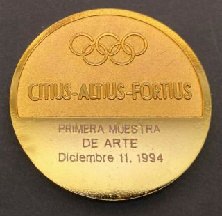 Puerto Rico 1994 Medalla 1era PRUEBA ARTE Centenario Olimpico 1894 - 1994,  RARA 3