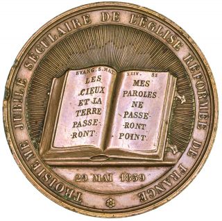 Massive France Bronze 2177 Reformation Medal - A.  Bovy - 68.  7mm Diameter