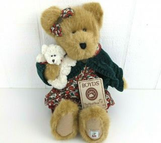 Boyds Bears Paula Cherrybeary With Tart 93405v Rare Cherry Dress And Mini Plush