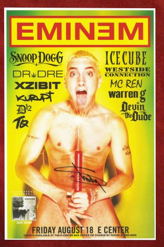 Eminem Autographed Concert Poster 2000 Slim Shady,  Marshall Mathers