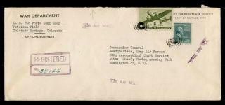 Dr Who 1944 War Dept Official Colorado Springs Co Registered Airmail C221342
