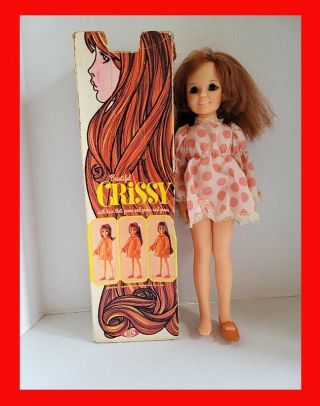 Vintage 1969 Ideal Crissy Doll Growing Hair Orange Dress,  Box