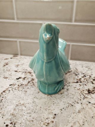 Vintage 1940 ' s McCoy Pottery Singing Song Bird Turquoise Planter 3