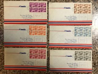 Canal Zone C21 - 26 Block Of 6 On First Day Cancel Covers 1951 Ksstamps1212