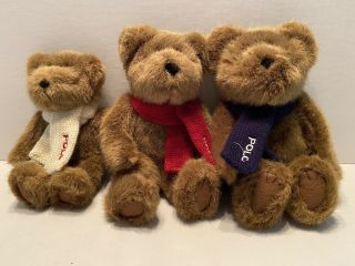 Vintage 2001 Ralph Lauren Polo Stuffed Teddy Bear - Set Of 3 - - Jointed