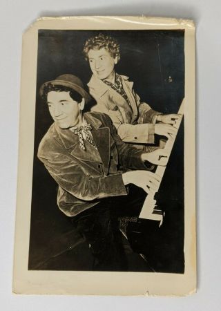 Harpo & Chico Marx Brothers Signed Autograph Real Photo Postcard Fan Club 1953