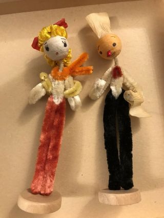 7 Miniature Vintage Plastic Dolls And 2 Japan Pipe Cleaner Dolls