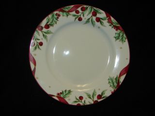 Lenox Treasured Traditions Holly With Berries Ribbon Salad Plate 8 3/4 Inch