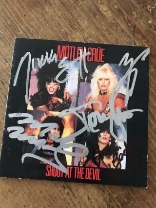 Motley Crue Signed Cd Booklet - Shout At The Devil - 4 Autographs (plus 1)