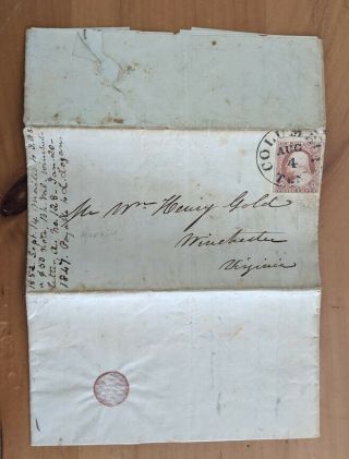 Us Scott 11a Columbia Tenn.  1852 Folded Letter To Winchester Va.  About Law Lec