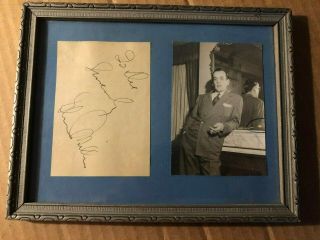 Glenn Miller Very Rare Autographed Page With Candid Photo In 40s Period Frame