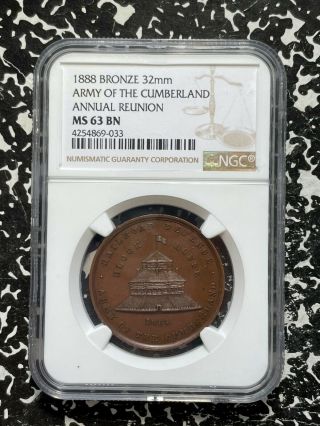 1888 Army Of The Cumberland Annual Reunion Akron Oh Medal Ngc Ms63 Brown Mz36