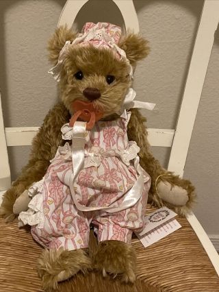 18” Lee Middleton Mohair Bear Hush A Bear Baby Nursery Teddy Doll Pacifier