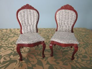 Two Vintage Miniature Doll House Wood Furniture Chairs
