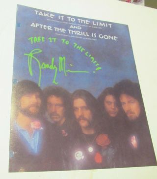 The Eagles Randy Meisner Signed 11x14 Photo Added " Take It To The Limit “