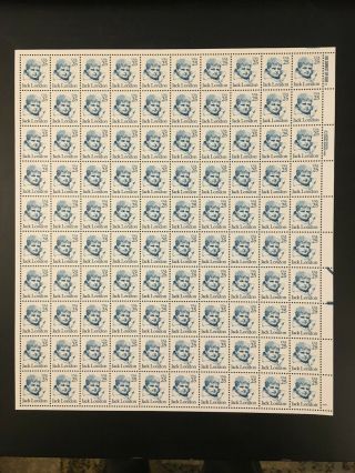 Jack London 25 Cent Stamp Scott 2182 Sheet Of 100 Mnh