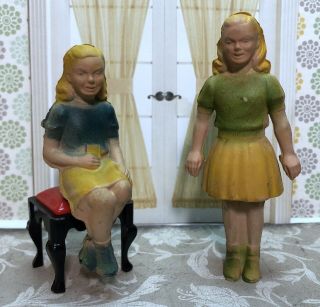 Rare 1940’s Gerber Plastic’s Girl Dolls Vintage Dollhouse Furniture Renwal 1:16