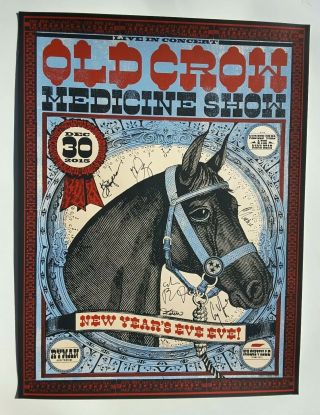 Old Crow Medicine Show Signed Nashville 2015 Nye Concert Poster Ocms Autographed