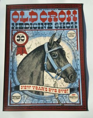 Old Crow Medicine Show SIGNED Nashville 2015 NYE Concert Poster OCMS Autographed 2
