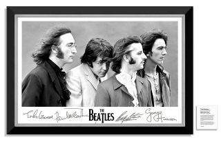 The Beatles John Lennon Paul Mccartney Facsimile Signed - Framed Museum Canvas™