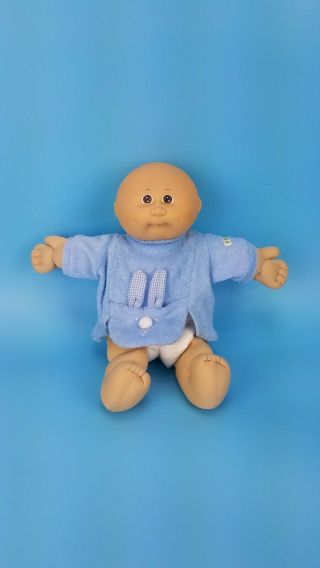 Vtg 1985 Coleco Cabbage Patch Kids Preemie 14 " Boy Doll,  Blue Shirt Diaper